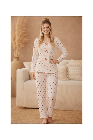 Pemilo Kadın 16001 Kaşkorse % 100 Pamuk Pijama Takımı Beyaz