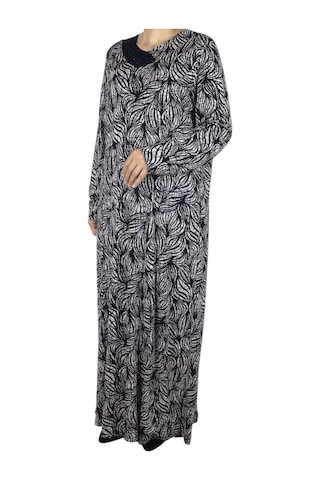 Kadın Desenli Oskar Kumaş Kulplu Elbise Lacivert