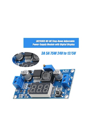 Samdoo Lm2596s Dc-dc Adım Aşağı Voltaj Dönüştürücü Modülü, 24v'den 12/5v, Dijital Gösterge, 3a 5a 75w