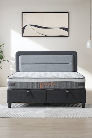 Gisela Modeli Full Ortopedik Çift Kişilik Pedli Yataklı Baza Ve Başlık Takımı 3 Lü Set 150 x 200