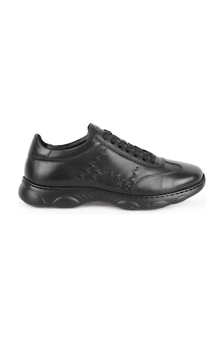 Libero Erkek Sneaker Siyah Hakiki Deri Yan Dikiş Detaylı Bağcıklı Hafif Bombeli Ergonomik Eva Taban L6034