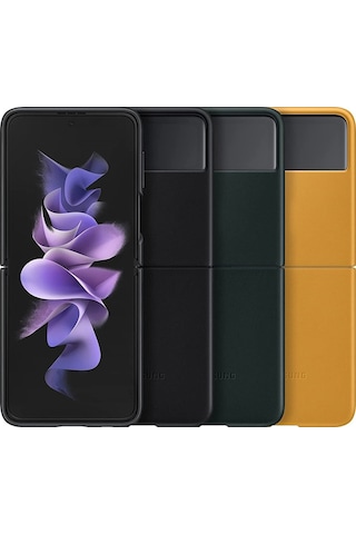 Samsung Uyumlu Galaxy Z Flip3 5G Deri Kilif Hakiki Deri Lether Cover Ef- 396479271