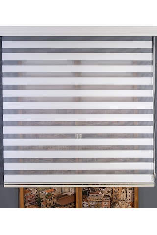 Beyaz Dar Plise Zebra Perde Beyaz