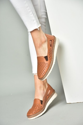 Fox Shoes P555501103 Taba Hakiki Deri Kadın Ayakkabı Taba