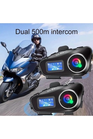 Q58-max Telsiz Özellikli 2 Kişi Bağlantılı Bluetooth Kask Kulaklık Çifti