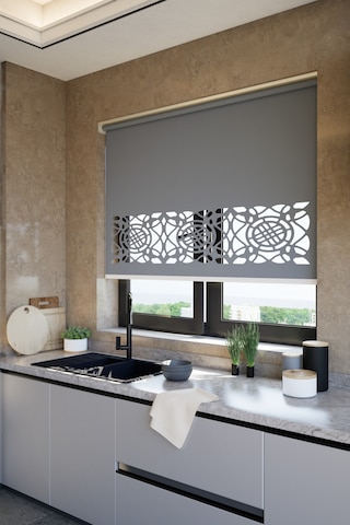 Lazer Kesim Mat Stor Perde, Lazer Kesimli Klasik Serisi, C-6005 Gri Renk Antrasit