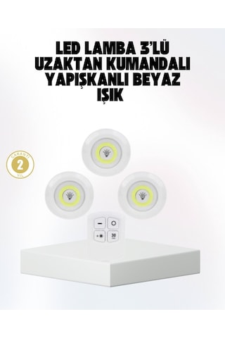 Northcity Kablosuz 3'lü Led Spot Lamba - Gün Işığı Tonu, Uzaktan Kumandalı, Enerji Tasarruflu Aydınlatma