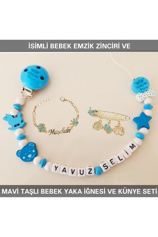 Sahi Aksesuar İsimli Emzik Zinciri Ve Yaka İğnesi Ve Künye Seti Bezyı396 Krem Sahi Aksesuar İsimli Emzik Zinciri Ve Yaka İğnesi Ve Künye Seti Bezyı396 Krem