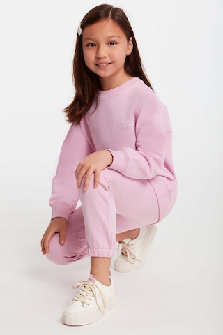 Grimelange Grımelange Jabor Kız Çocuk Nakışlı Bisiklet Yaka Comfort Pembe Eşofman Takımı Pembe