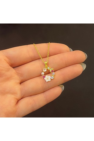 Stela Çiçek Gümüş Kolye Sarı