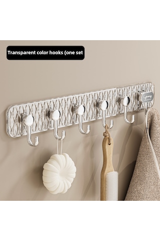 Springsun Şeffaf 6'lı Zımba - Özel Yapışkanlı, Delme Yok, Duvar/kapı Uygun, Giysi/havlu/çamaşır Asma, Dayanıklı Malzeme, Dormitorio/mutfak Kullanıma Uygun Diğer