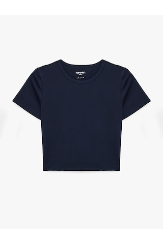 Koton Slim Fit Kısa Kollu Pamuklu Bisiklet Yaka Spor Tişört Lacivert 7wak10053nk