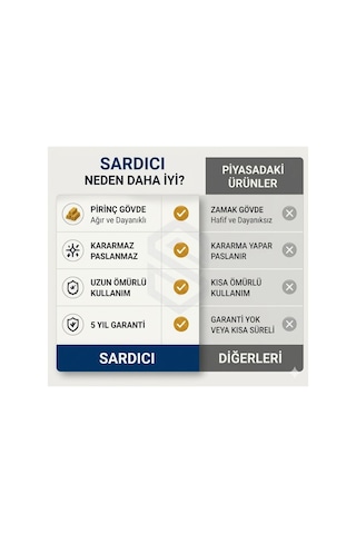 Sardıcı Ramon 3 Yollu Arıtmalı Mutfak Bataryası Pirinç Gövde Krom