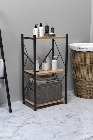 Venice Banyo Düzenleyici Banyo Dolabı Çok Amaçlı Dolap 3 Katlı Metal Mutfak Düzenleyici Ceviz