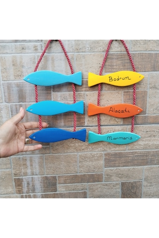 Asılabilir İpli Mavi Set 3 Lü Balık Seti Karışık Çok Renkli