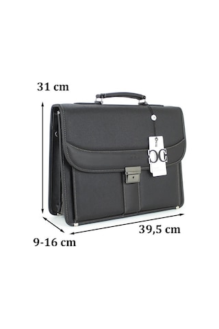 Case Club El Omuz Çantası & Laptop Bölmeli Evrak Çantası 15,6 İnç Kilit Mekanizmalı Siyah