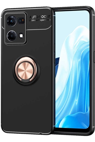 Goocamp Reno 7 4g Kılıf Ravel Silikon Kapak - Siyah-rose Gold Siyah-rose Gold