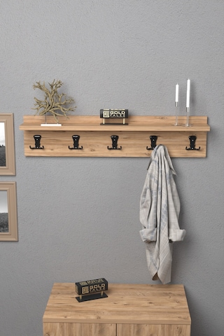 Askılık Duvar Elbise Askılığı Portmanto 80 Cm Ceviz Düz Kahverengi