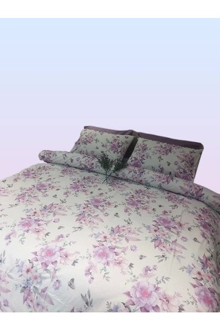 Çift Kişilik Lila Çiçek Desenli 160 220 Nevresim Takımı LILA