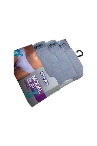 Star 109 Erkek 3'lü Modal Slip Gri
