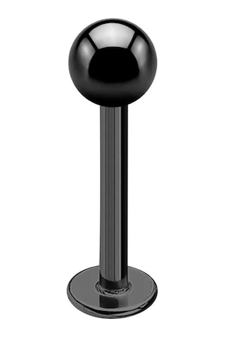 Siyah Labret Düz Piercing Tek Toplu Cerrahi Çelik Dudak Helix Küpe