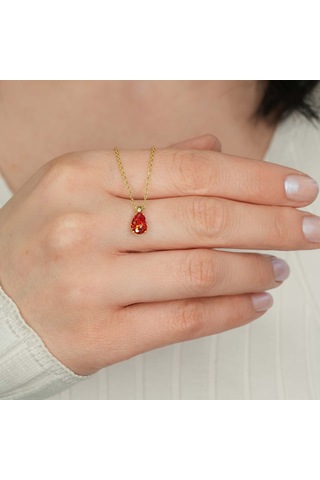 Turuncu Taşlı Gümüş Kolye Gm17