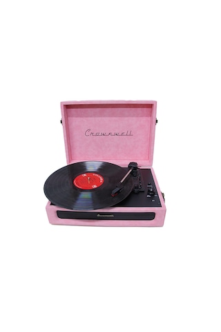 Casablanca Serisi Retro Çanta Pikap Koyu Pembe Süet Kaplama, Dahili Hoparlörlü, 3 Hızlı 33/45/78 Rpm , Bluetooth Bağlantılı, Taşınabilir Vintage Plak Çalar 1 Adet