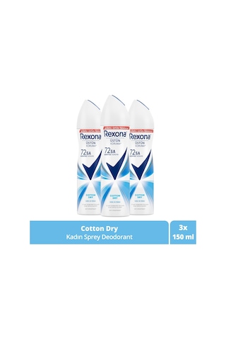 Rexona Cotton Dry 72 Saat Kadın Sprey Deodorant 3 x 150 ML