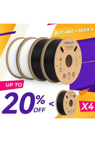 Creality Hyper Pla Filament 1.75mm Siyah Beyaz 4kg 30-600mm/s Yüksek Hızlı Pla 3d Yazıcı Filamenti 4 Adet 1kg Makara Boyutsal Doğruluk +/- 0,02mm Çoğuna Uygun