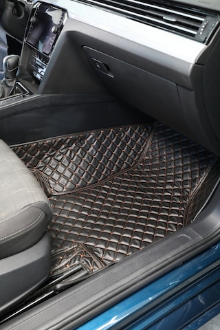 Honda Cıvıc Fd6 2007-2011 Siyah Üzeri Bakır Dikiş 8d Diamond Premium Tam Kaplama Deri Oto Paspas