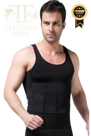 Fitform Giyim Fitform Erkek Atlet Korse Ultra Göğüs Toplayıcı Jinekomasti Göbek Toparlayıcı Dik Duruş Korse Siyah