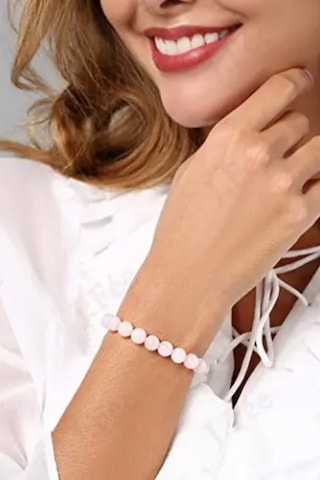 Pembe Kuvars Doğal Taş Bileklik 8 Mm 1. Sınıf Kalite Sevgi Aşk Mutluluk Tılsımı Çok Renkli