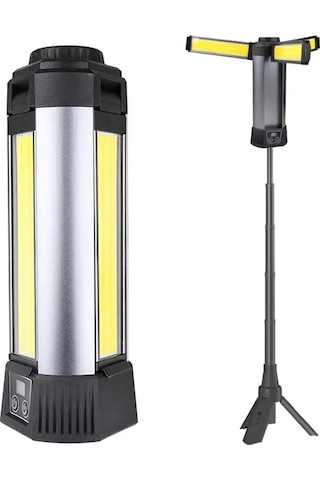 Powermaster Pm-24566 35 Watt Usb - Type-c Girişli P50 Ve Cob Ledli 3 Kanatlı Kollu Çalışma Lambası Siyah