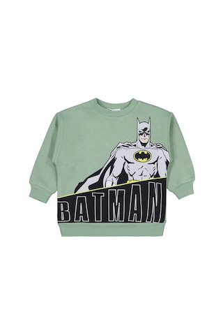 Batman Baskılı 2-5 Yaş Sweatshirt - Yeşil Soft Yeşil