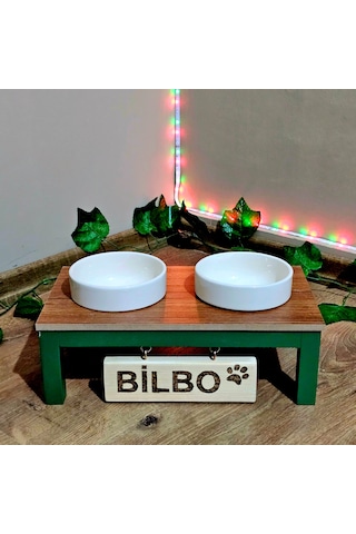 Tekir Store Özel İsimli Kedi & Köpek Mama Su Kabı Seramik Kase İkili