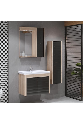 Denko Mostar 70 Cm Banyo Dolabı Takımı + Boy Dolabı Çok Renkli