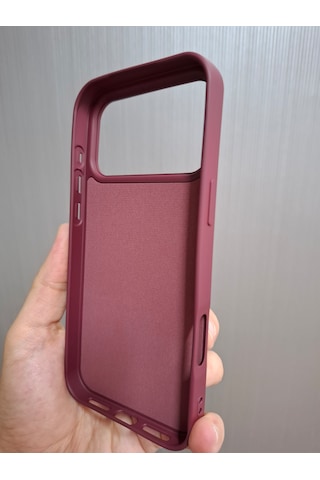 Apple Uyumlu iPhone 17 Pro Max Logolu İçi Kadife Silikon Lansman Kılıf Bordo