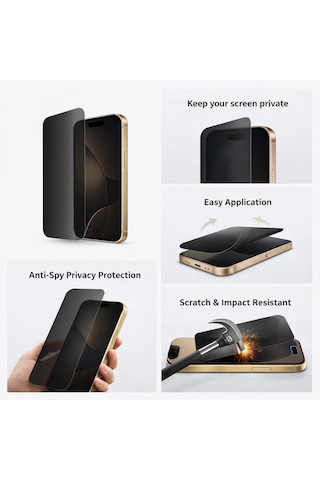 Apple iPhone 16 Pro Uyumlu Hayalet Ekran Koruyucu Gizli Privacy