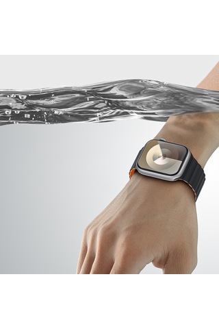 Watch 10 42mm Benks Magnetik Tak Çıkar Silikon Strap Kayış Siyah - Turuncu