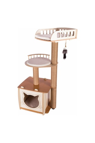 Pati Homes Lâl Katlı Yataklı Kedi Tırmalama Evi XL 45 x 55 x 121 CM