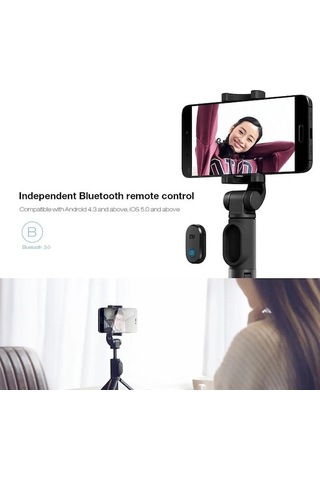 Novahub Mini Uzatılabilir Katlanır Tripod, Selfie Sopa, 2-in-1 Bluetooth 360 Rotasyon Standı