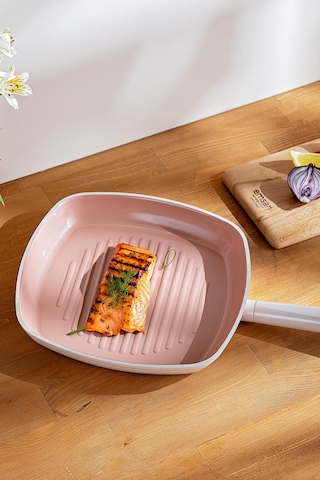 Emsan Swiss Crystal Kare Tava Pembe 28 Cm