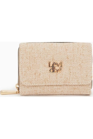 Dokulu Kumaş Detaylı Cüzdan - Vizon Vizon