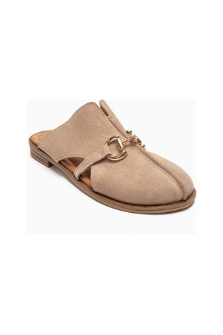 Luvishoes Favor Bej Süet Hakiki Deri Önü Kapalı Kadın Terlik