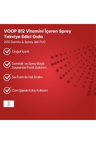 Voop Vitamin B12 Methylcobalamin Sprey Damla 10 Ml