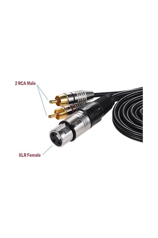 Fortunelane Ofc Tel İle Net Ses, Siyah 3 Metre Xlr 2rca Stereo Ses Kablosu