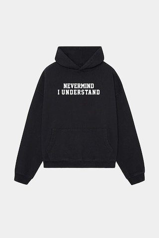 Unisex Kapüşonlu Sweatshirt - Nm Baskılı Oversize Hoodie Siyah