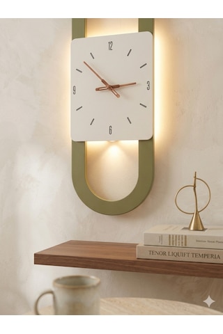 Berlin Ahşap Salon Duvar Saati Pilli Ledli Quartz Ultra Sessiz Mekanizma 28 Cm X 85 Cm Bej