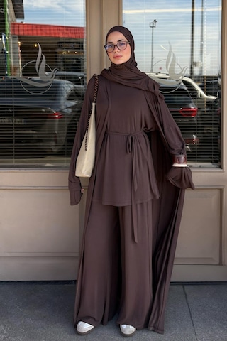 Carell Micro Modal Abaya Kahve Çok Renkli