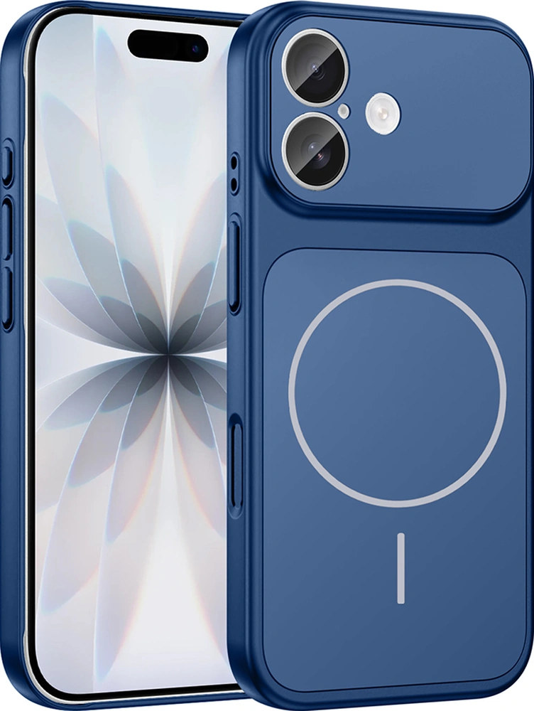 İphone 16 Kılıf M-safe Şarj Özellikli Kamera Korumalı Formen Kılıf Mavi